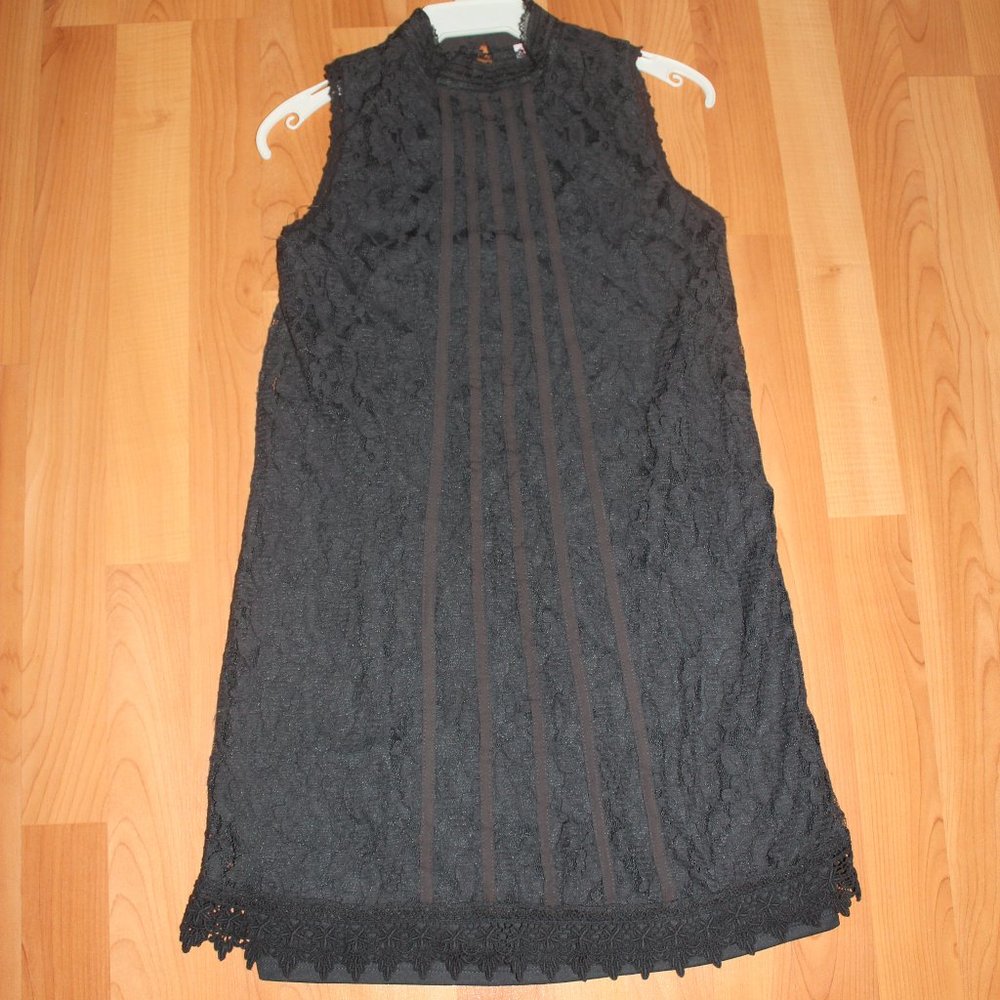 Xhilaration Sz Xs Lace Dress Black Mock Neck Mini